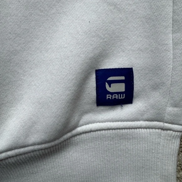 G-STAR RAW Blue & White Logo Hoodie men’s Large - Picture 3 of 6